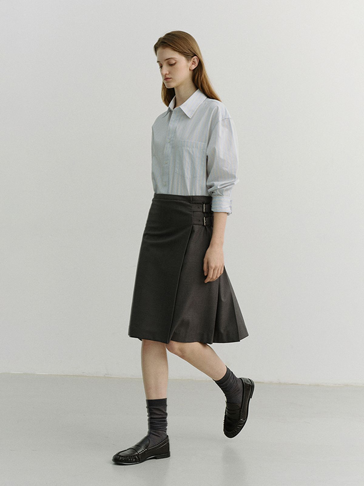 던스트(DUNST) UNISEX OVERSIZED STRIPED SHIRT_UDSH6A104_MISTY BLUE STRIPE