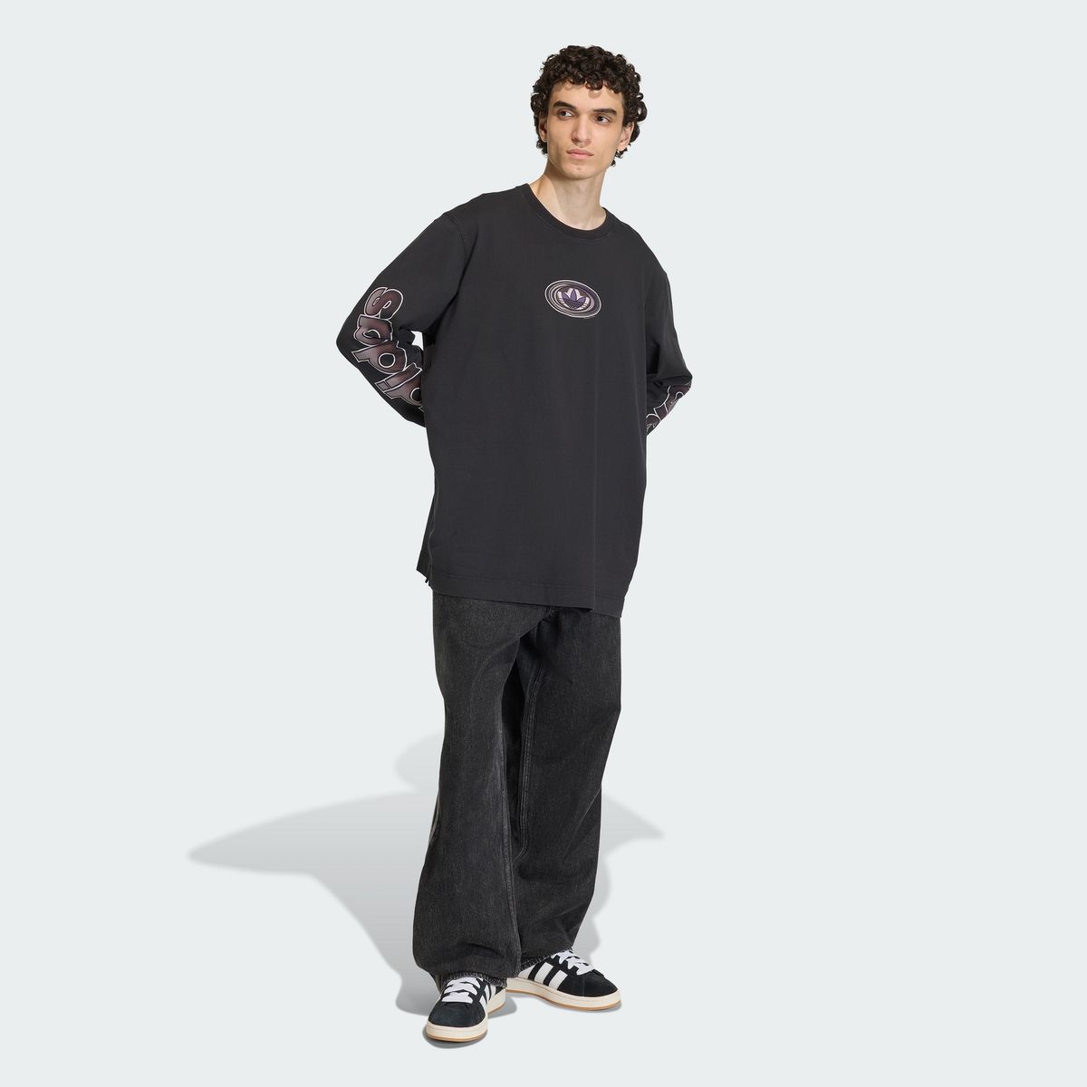 아디다스(ADIDAS) 그래픽 롱 슬리브 티 - 블랙 / KS6860
