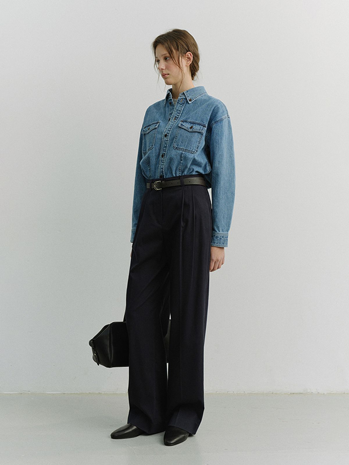 던스트(DUNST) DOUBLE PLEATED CHINO SLACKS_UDPA6A224_NAVY