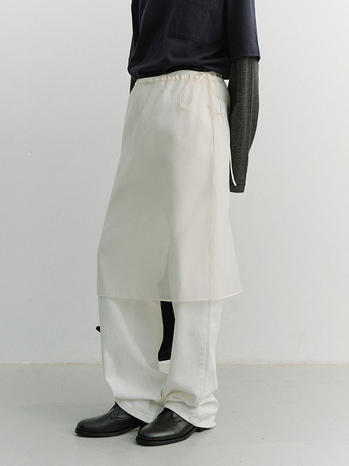 던스트(DUNST) SEE-THROUGH LAYERING SKIRT_UDSK6A208_IVORY