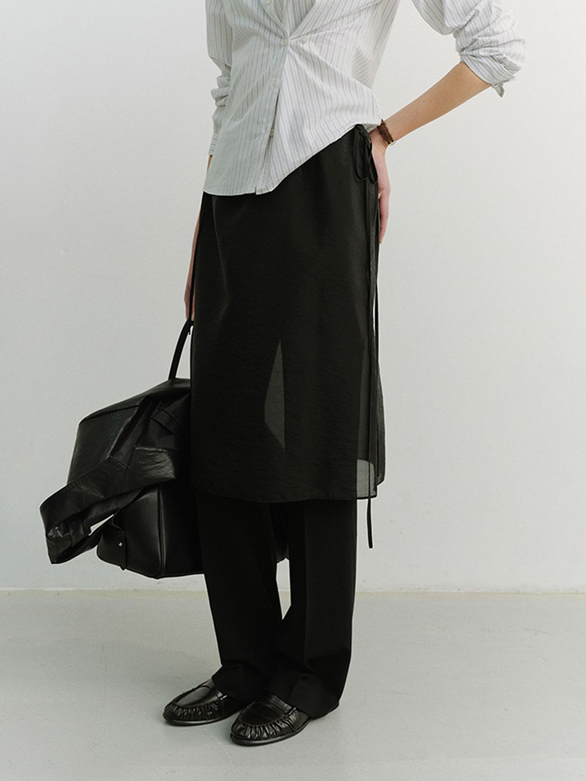 던스트(DUNST) SEE-THROUGH LAYERING SKIRT_UDSK6A208_BLACK