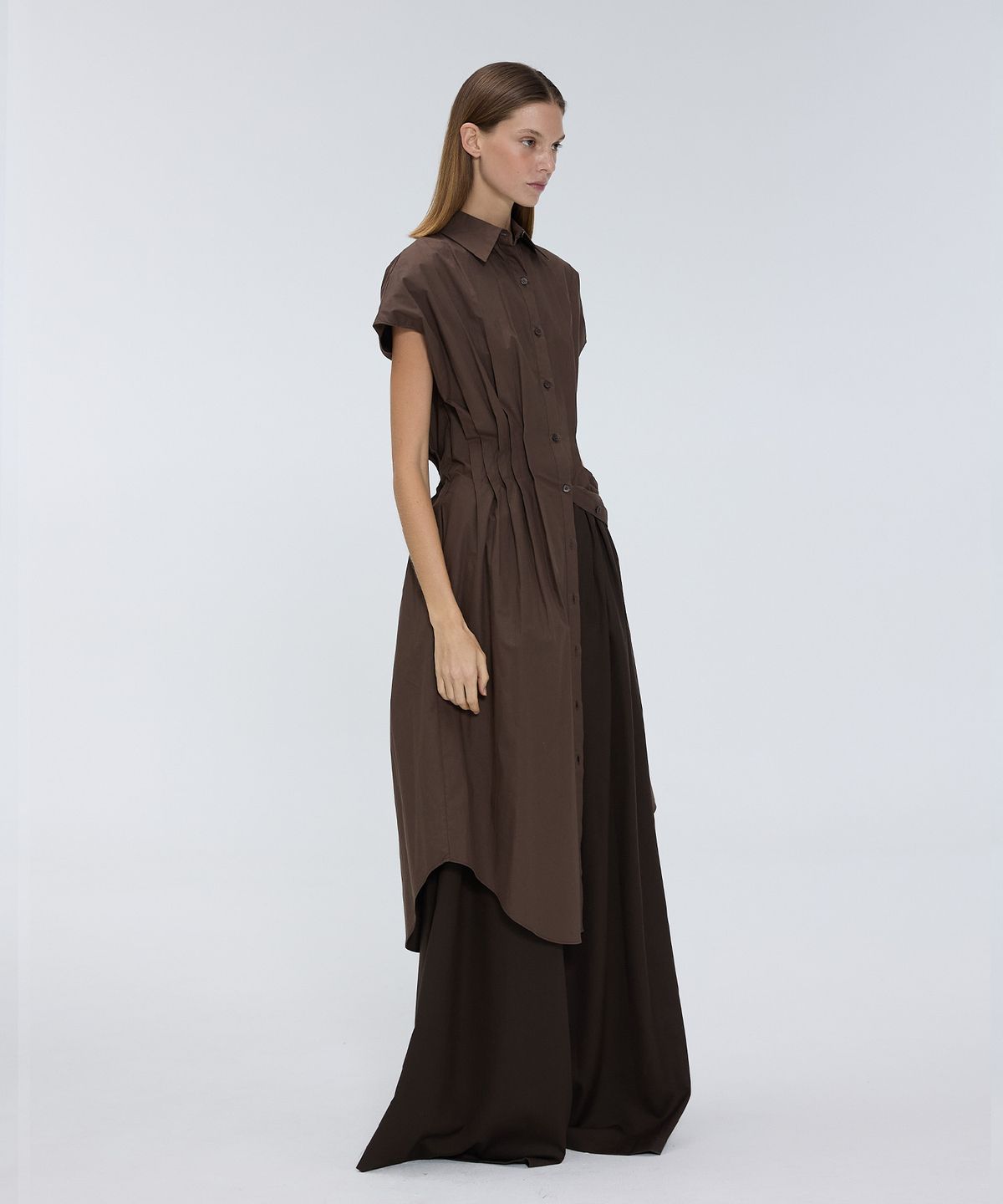 므아므(MMAM) Side pleated sleeveless shirt dress