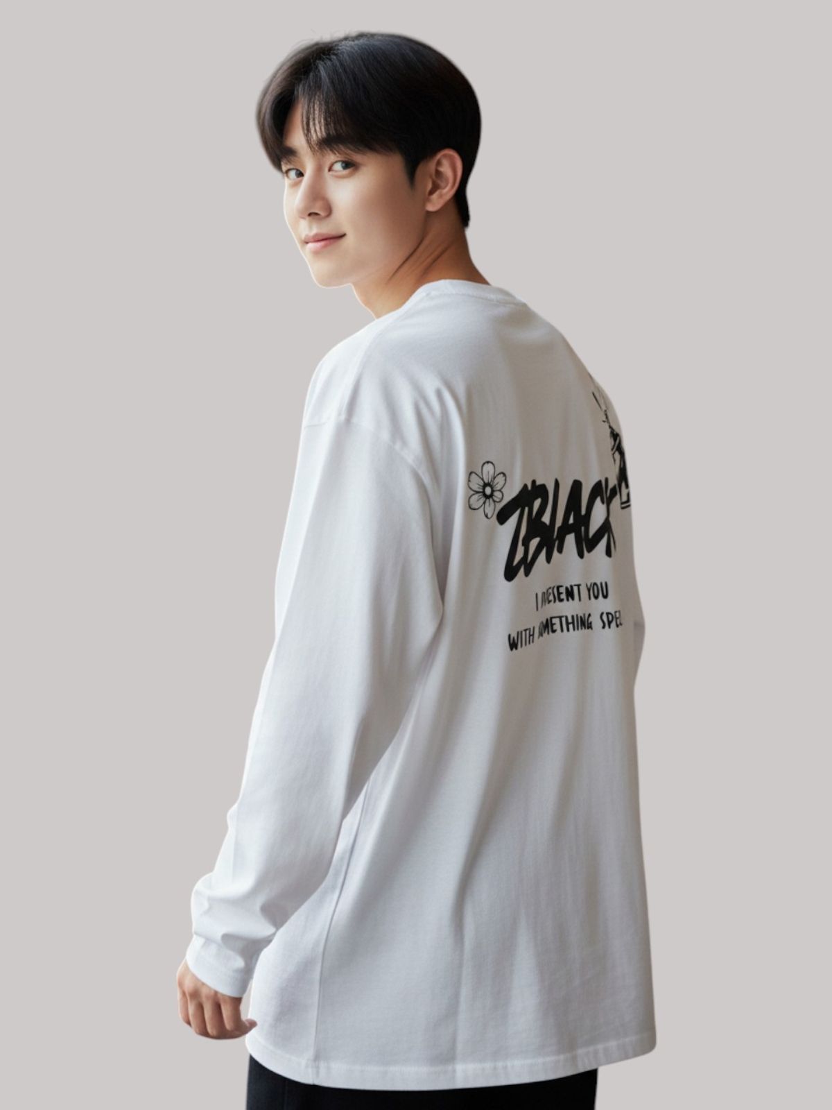 지블랙(ZBLACK) 스프레이 그래피티  롱슬리브(WHITE)