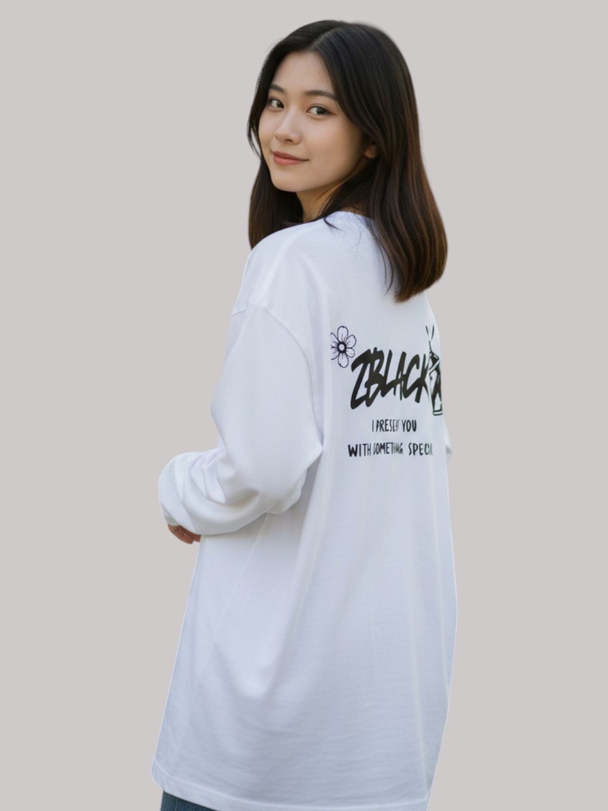 지블랙(ZBLACK) 스프레이 그래피티  롱슬리브(WHITE)