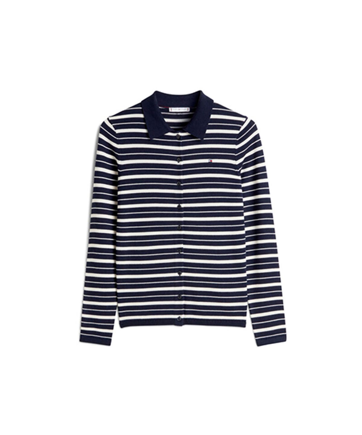 타미힐피거(TOMMY HILFIGER) 울 블렌드 스트라이프 폴로 가디건 (T22G0KCD042WT10A6)