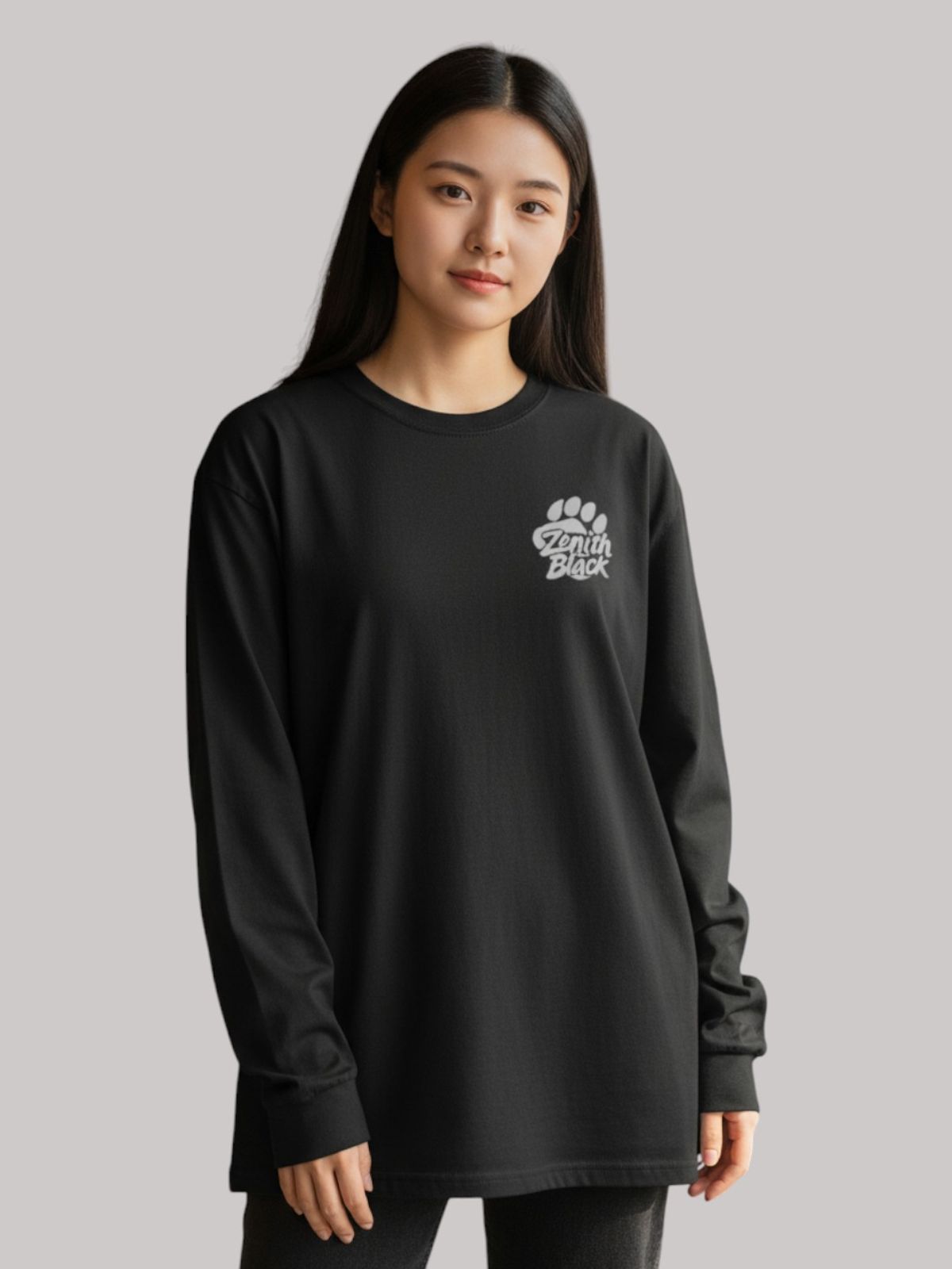 지블랙(ZBLACK) 베어풋그래피티  롱슬리브(BLACK-GREY PRINT)