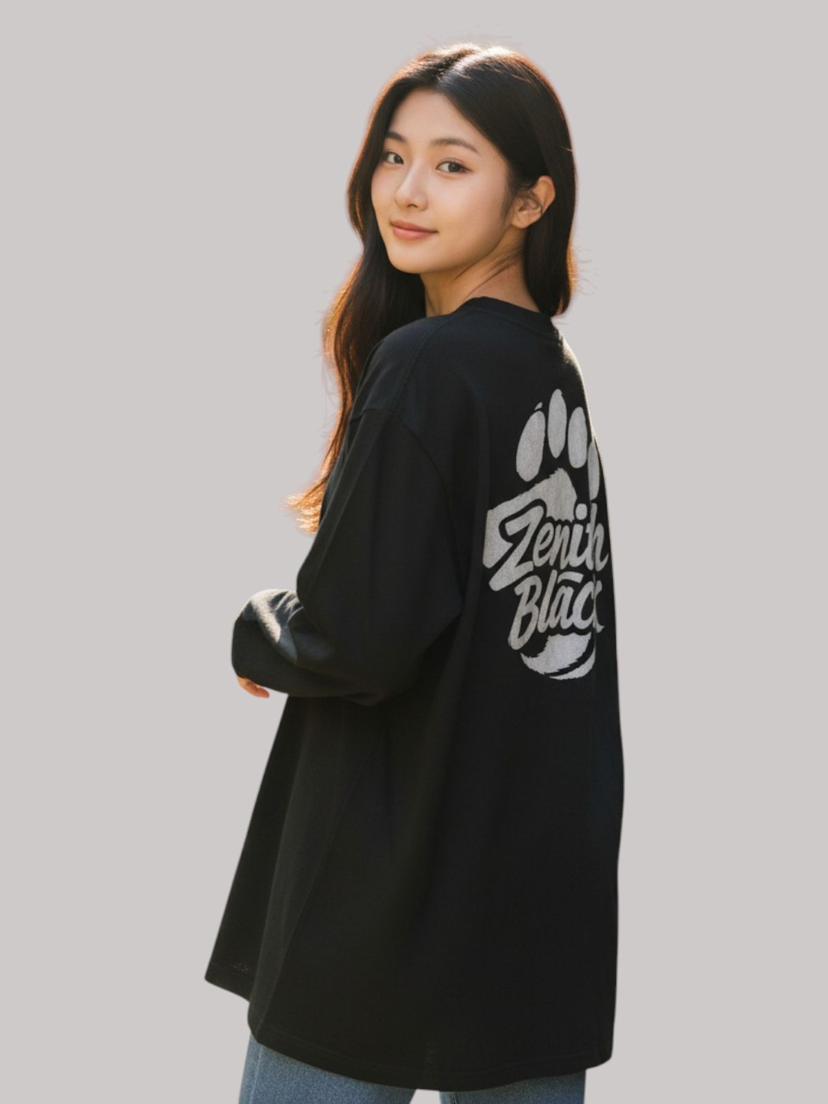 지블랙(ZBLACK) 베어풋그래피티  롱슬리브(BLACK-GREY PRINT)