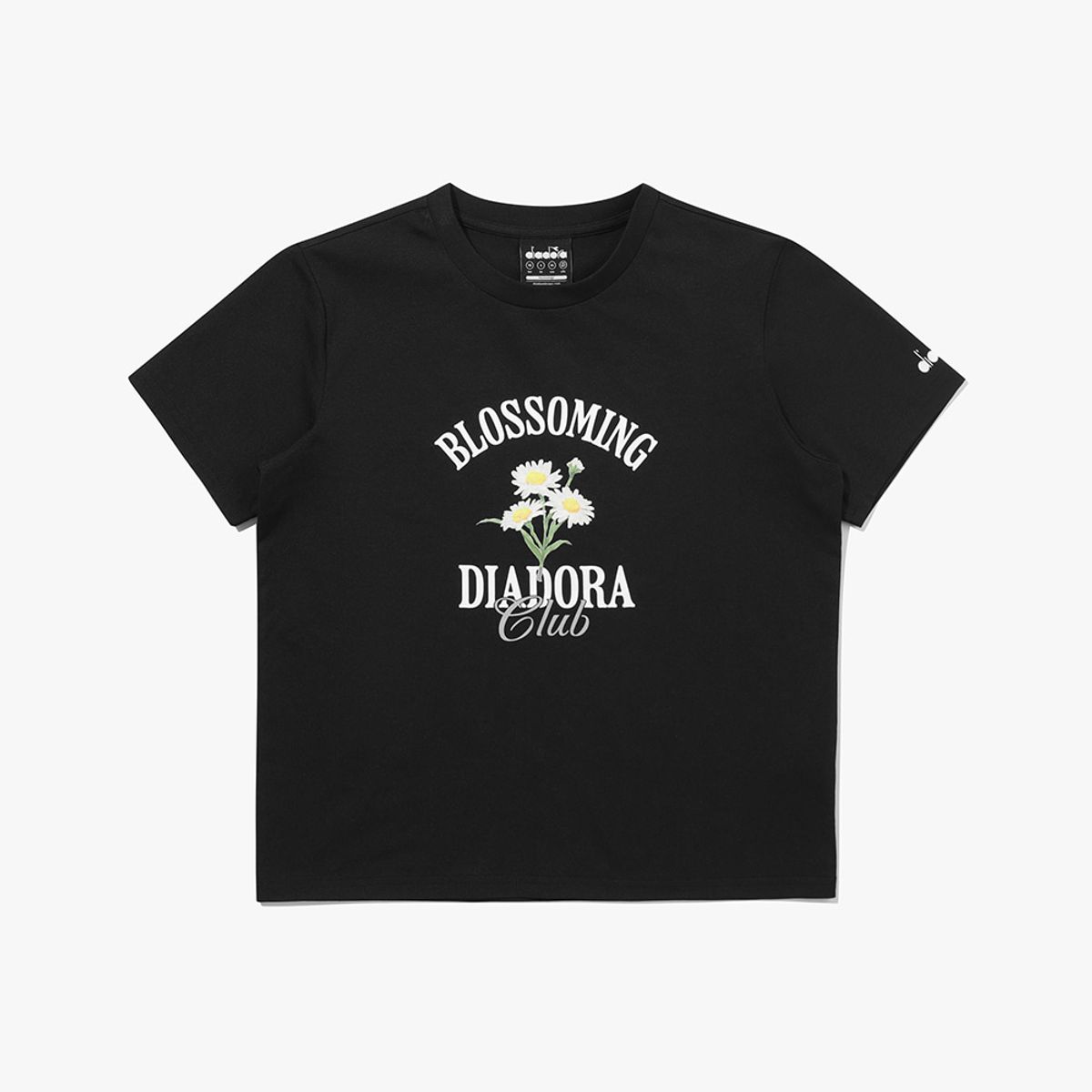 디아도라(diadora) 에어텍스 블루밍 반팔 티셔츠 우먼 BLACK
