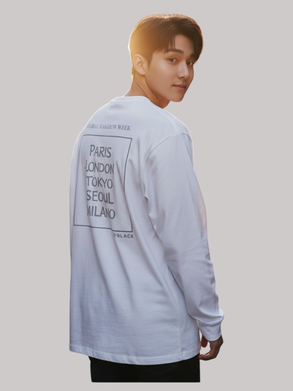 지블랙(ZBLACK) 패션위크 CITY  롱슬리브(WHITE-GREY PRINT)