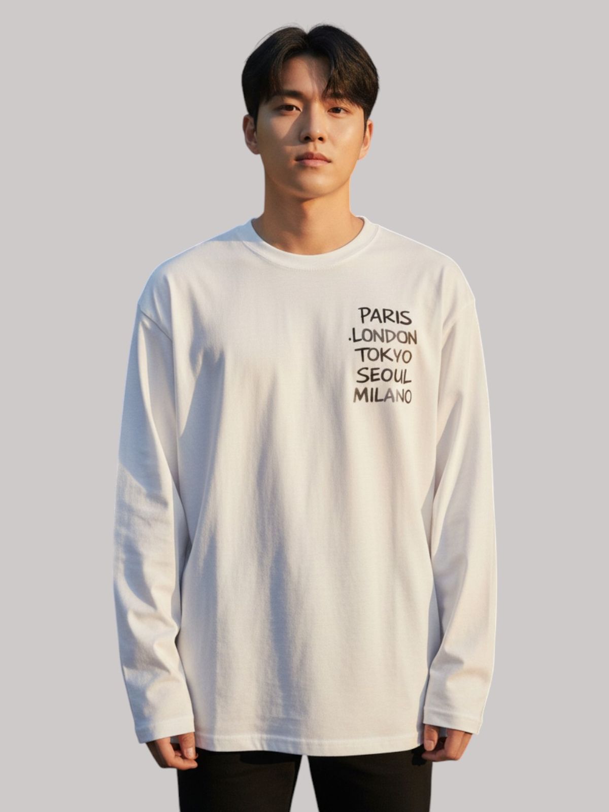 지블랙(ZBLACK) 패션위크 CITY  롱슬리브(WHITE-BLACK PRINT)