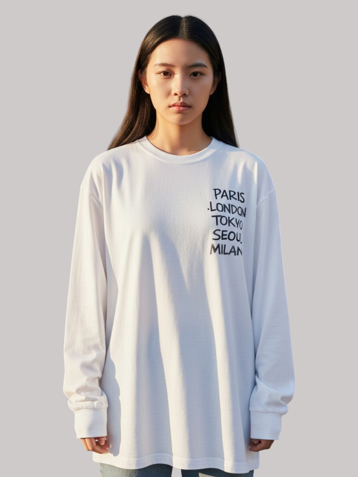 지블랙(ZBLACK) 패션위크 CITY  롱슬리브(WHITE-BLACK PRINT)