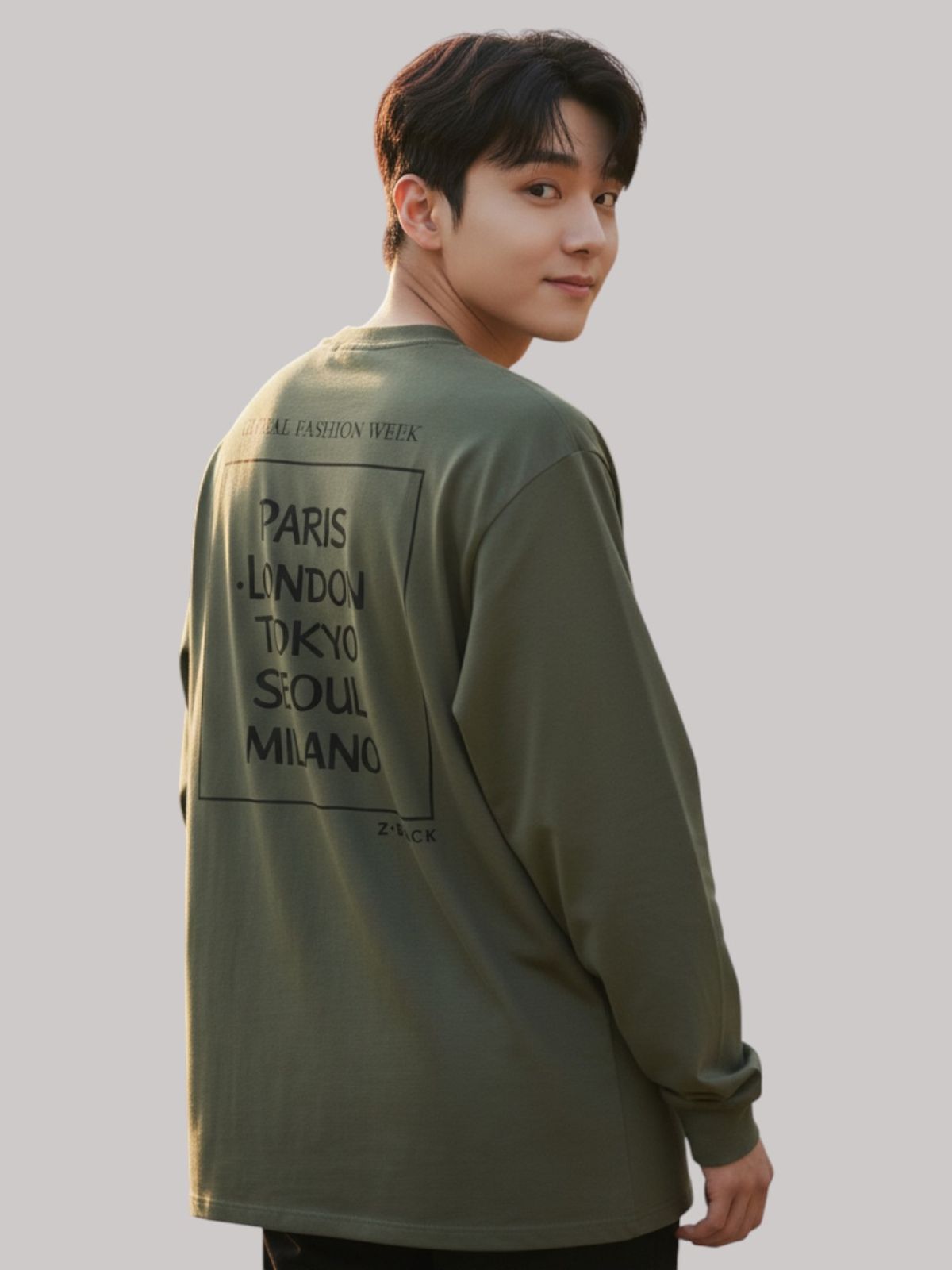 지블랙(ZBLACK) 패션위크 CITY  롱슬리브(KHAKI-BLACK PRINT)