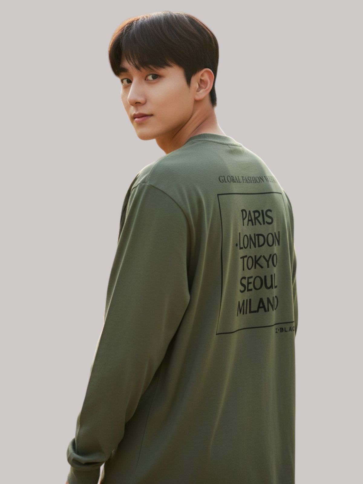 지블랙(ZBLACK) 패션위크 CITY  롱슬리브(KHAKI-BLACK PRINT)