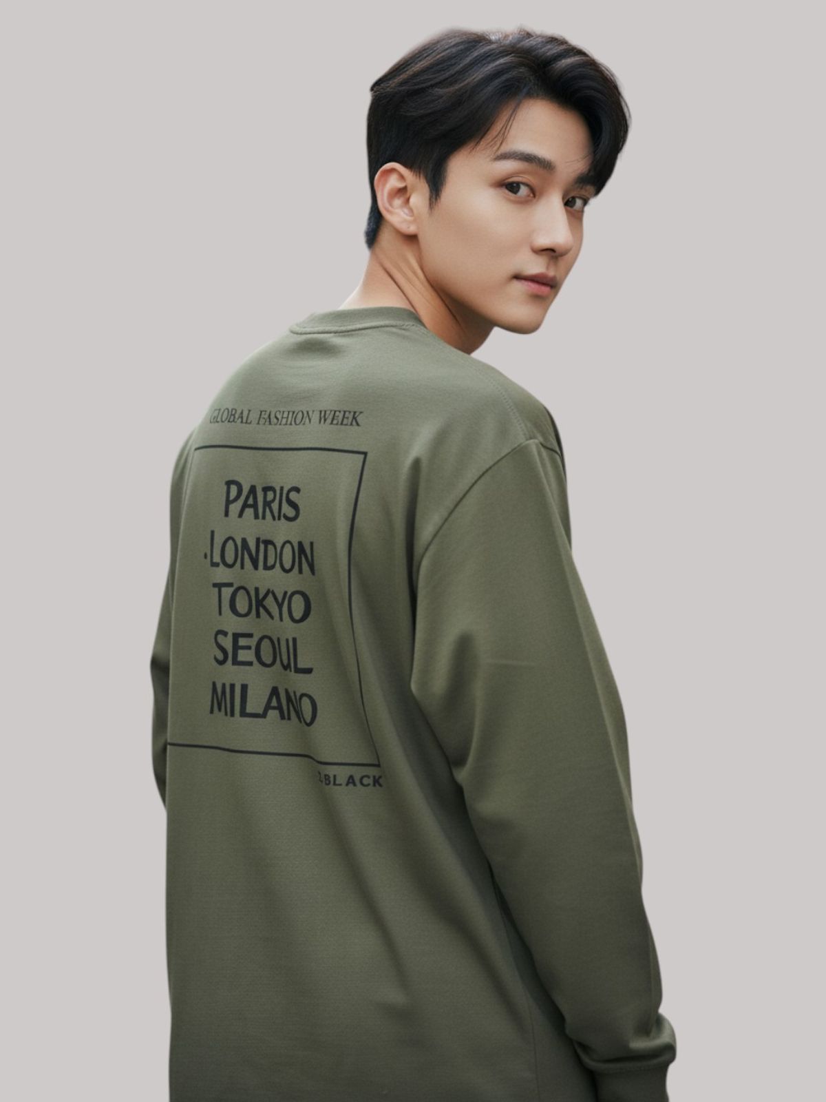 지블랙(ZBLACK) 패션위크 CITY  롱슬리브(KHAKI-BLACK PRINT)
