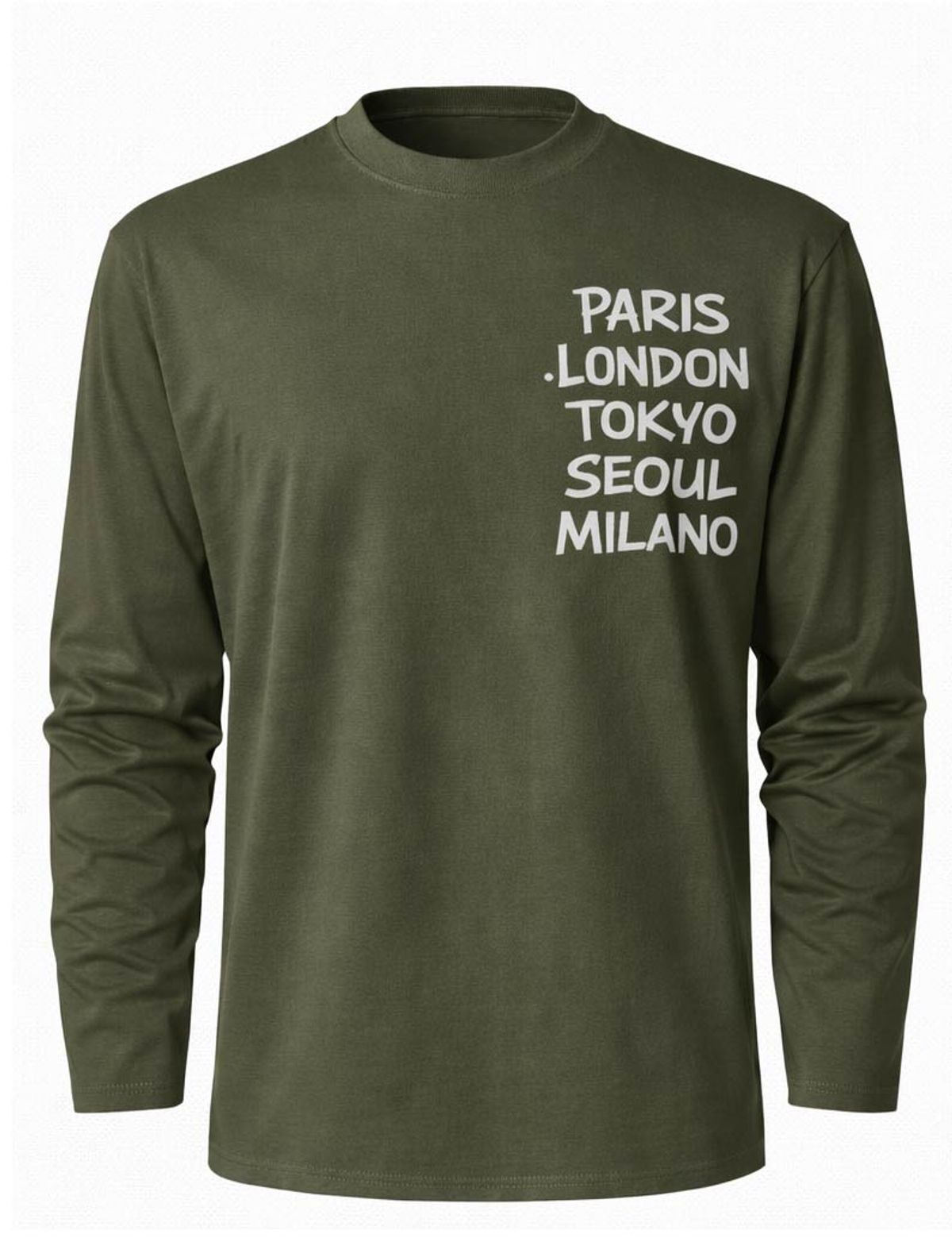 지블랙(ZBLACK) 패션위크 CITY  롱슬리브(KHAKI-WHITE PRINT)