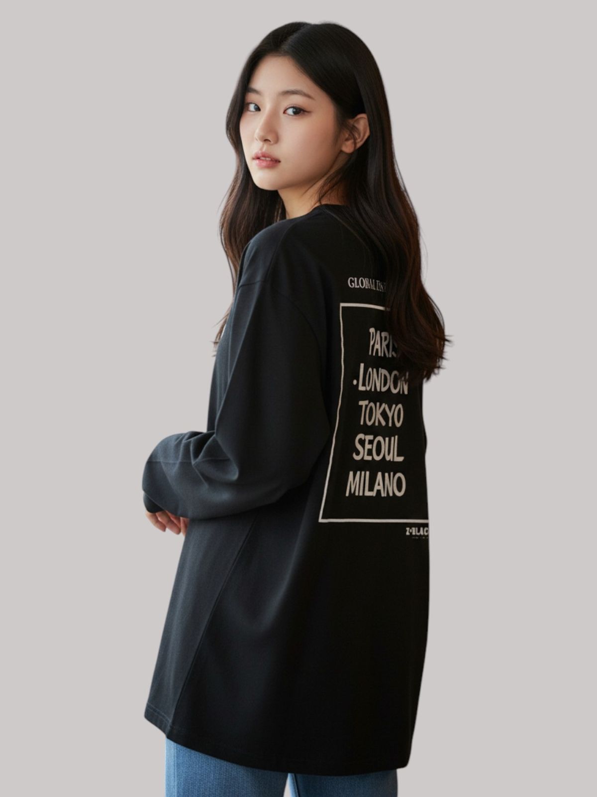 지블랙(ZBLACK) 패션위크 CITY  롱슬리브(BLACK-WHITE PRINT)