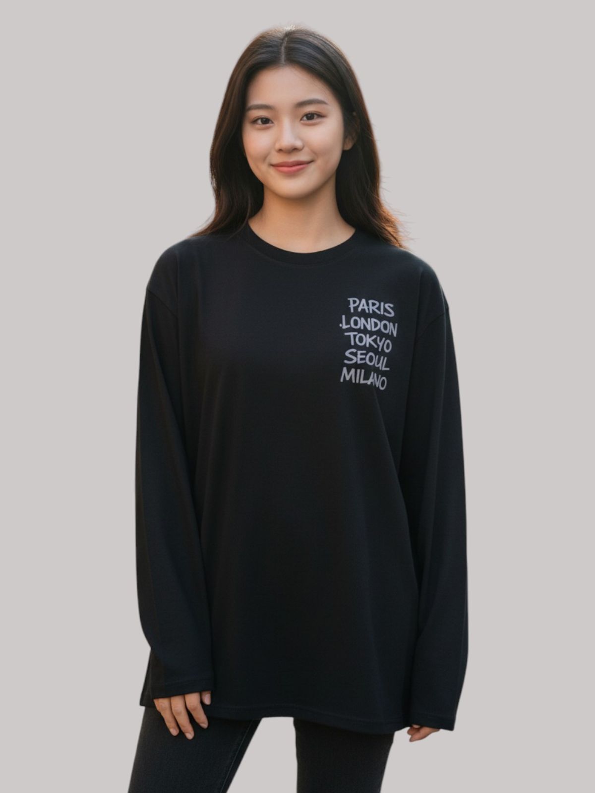 지블랙(ZBLACK) 패션위크 CITY  롱슬리브(BLACK-GREY PRINT)