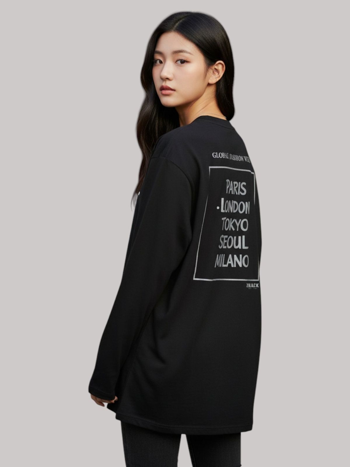 지블랙(ZBLACK) 패션위크 CITY  롱슬리브(BLACK-GREY PRINT)