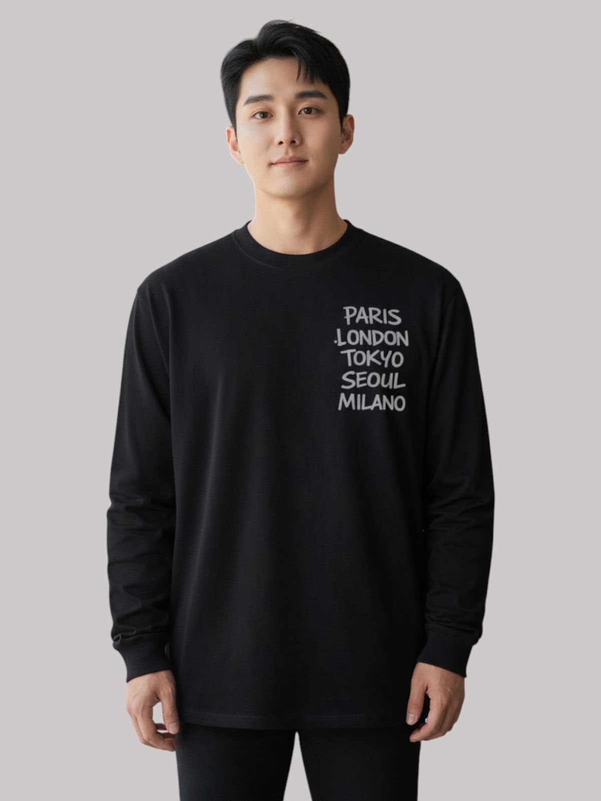 지블랙(ZBLACK) 패션위크 CITY  롱슬리브(BLACK-GREY PRINT)