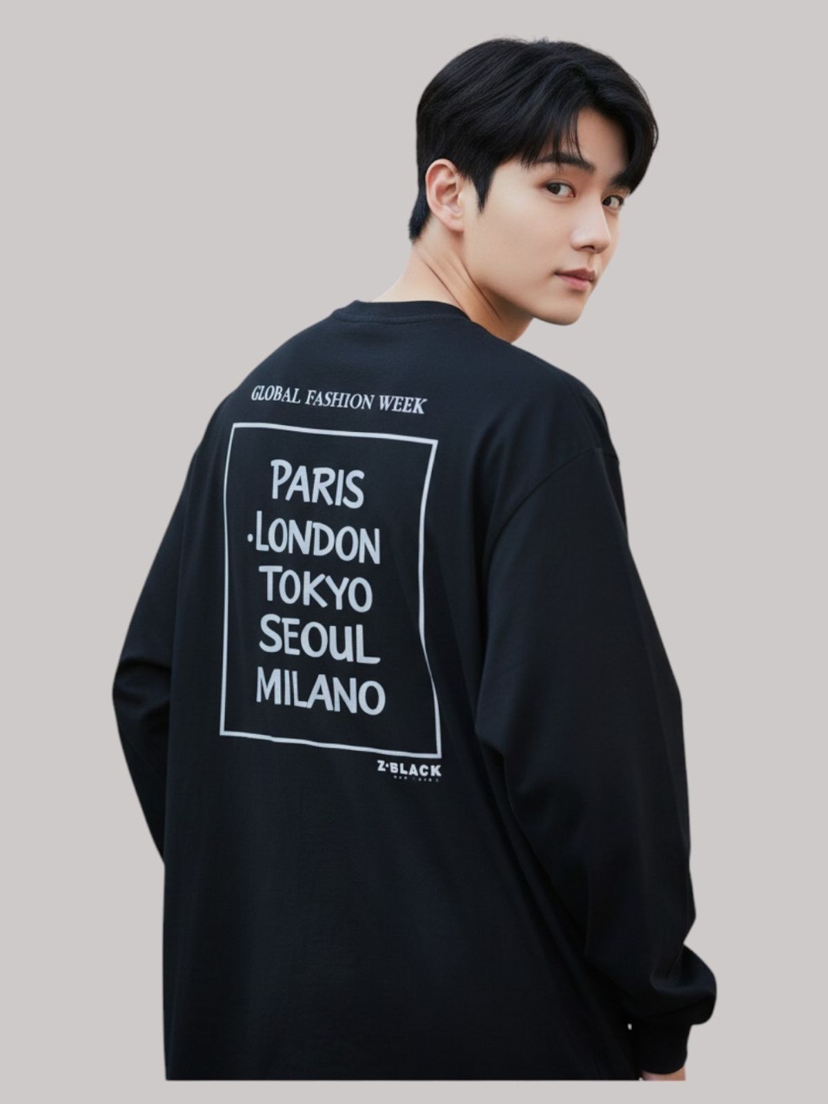 지블랙(ZBLACK) 패션위크 CITY  롱슬리브(BLACK-GREY PRINT)