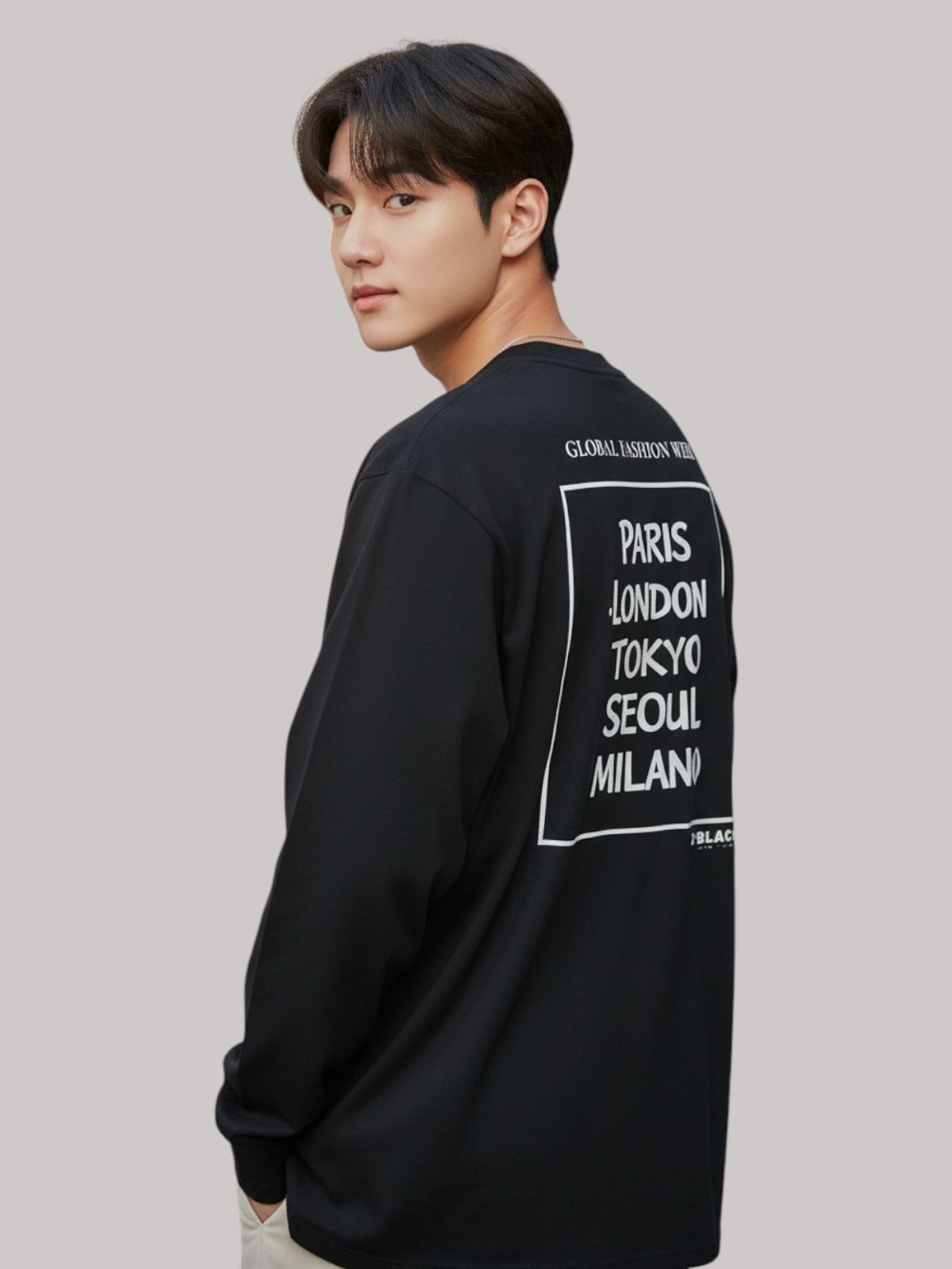 지블랙(ZBLACK) 패션위크 CITY  롱슬리브(BLACK-GREY PRINT)