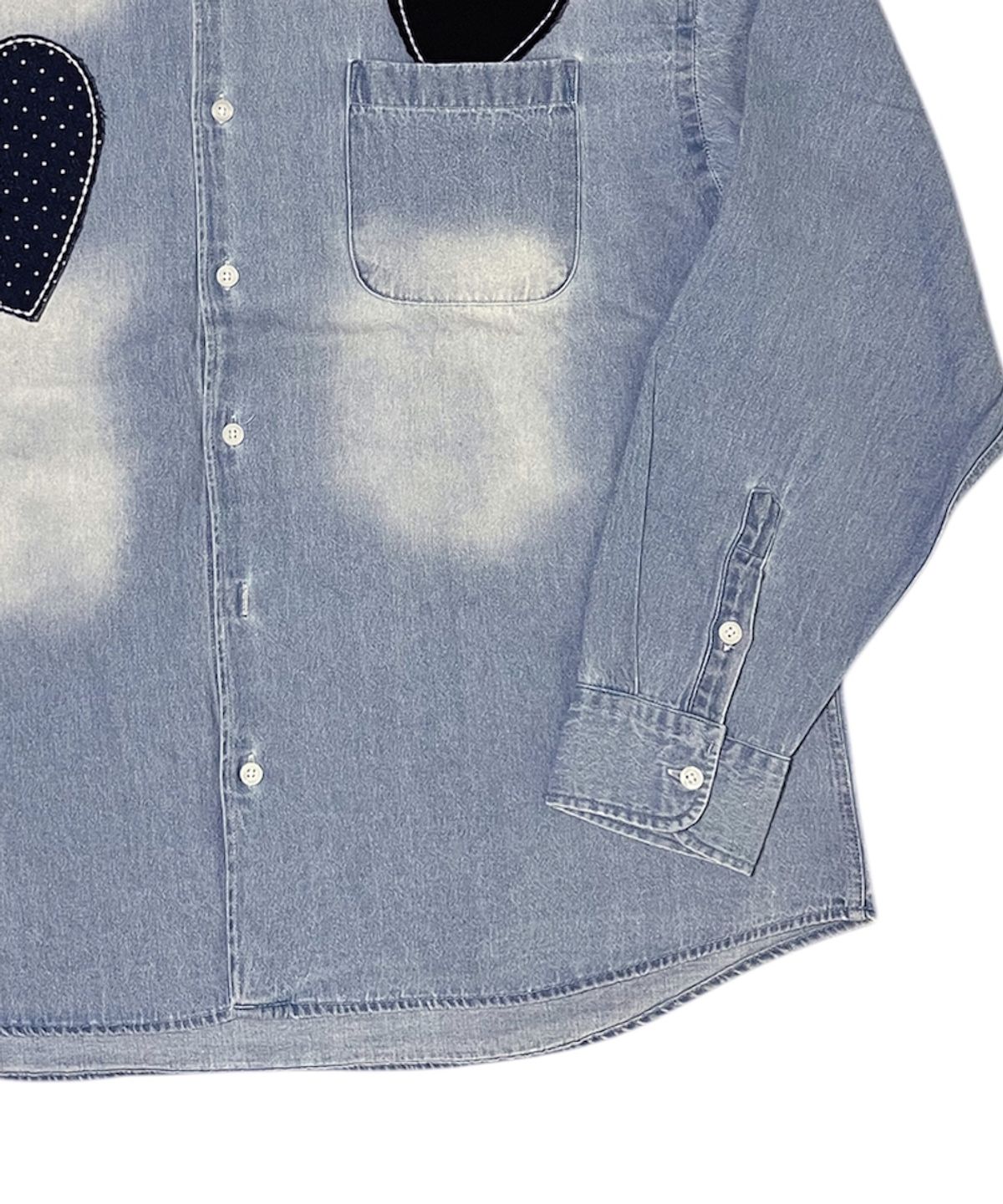 스케이터락(SK8ER ROCK) Double Hearts Denim Shirt ((light blue))