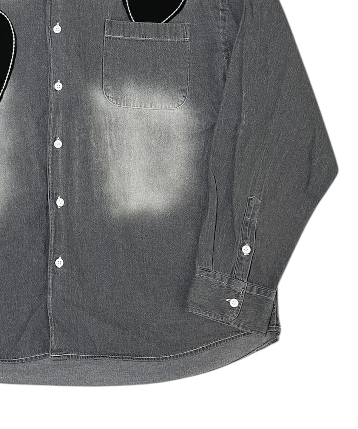 스케이터락(SK8ER ROCK) Double Hearts Denim Shirt ((gray))