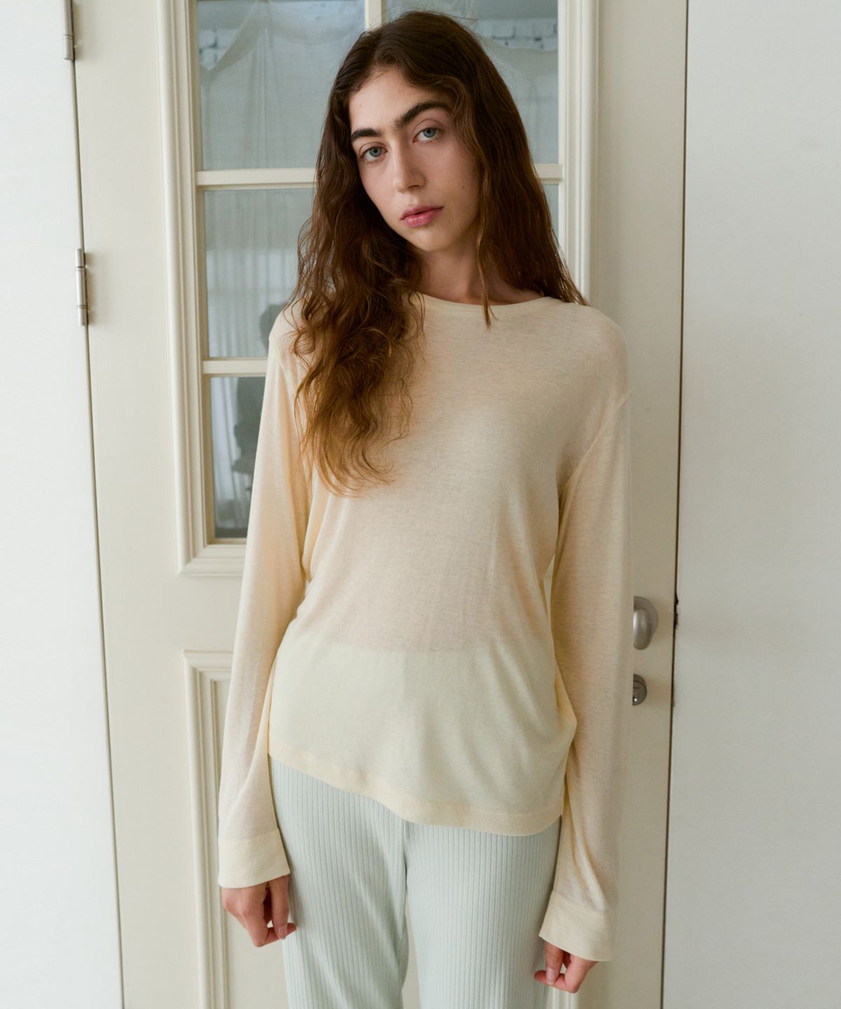 38컴온커먼(38COMEONCOMMON) Sheer Touch Long Sleeve (Light Yellow)