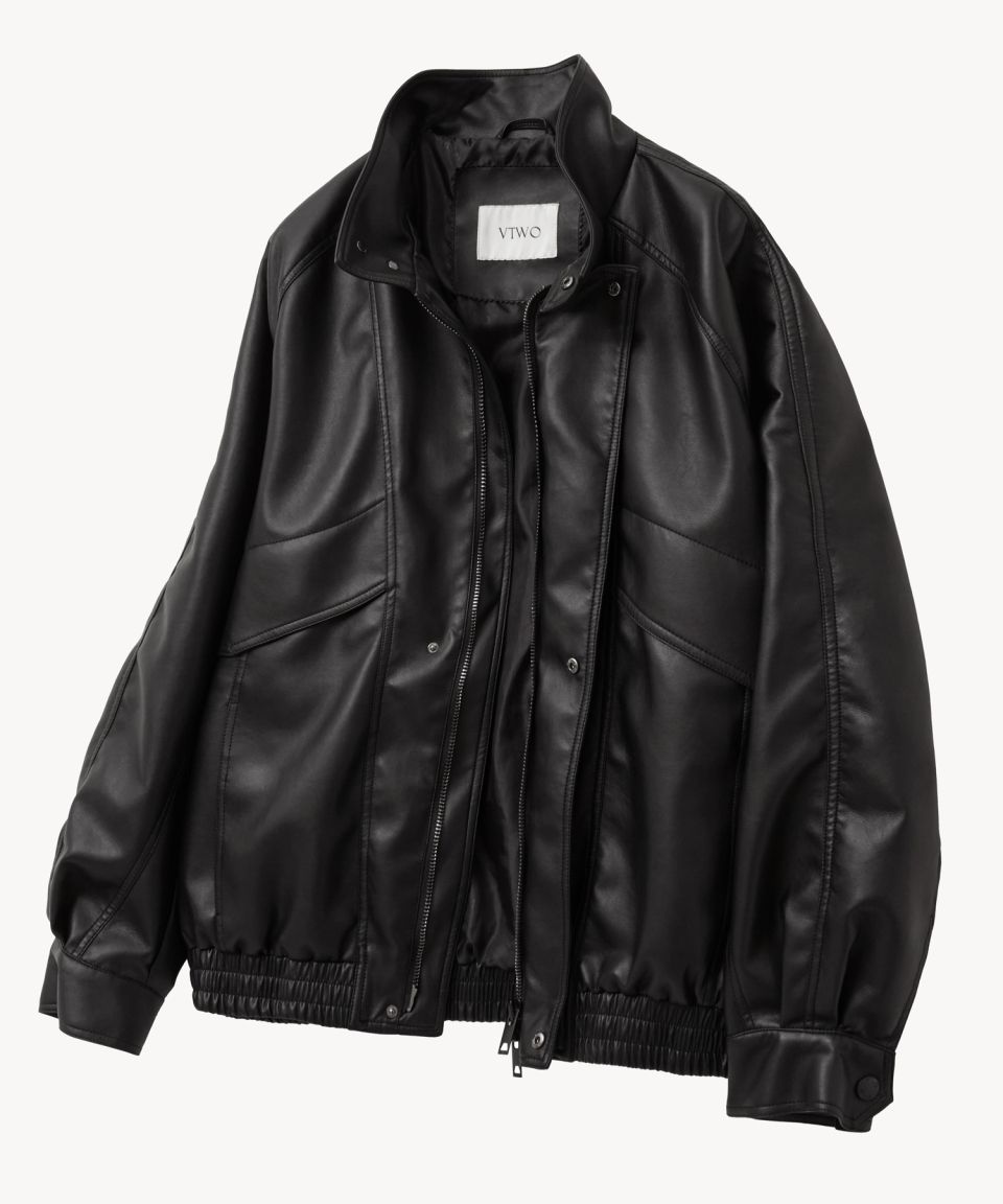 MUSINSA | VTWO 8276 Oversized Leather Jacket (BLACK)