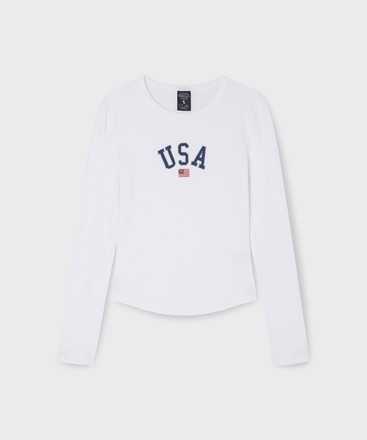 후아유(WHO.A.U) USA Ribbed Crew-neck T-shirt / WHLAG2292F