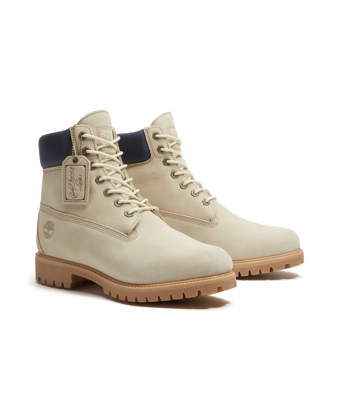 팀버랜드(TIMBERLAND) (남성) 프리미엄 6인치 레이스 워터프루프 부츠 - 라이트 베이지:다크 블루 / A6G1R-AFJ