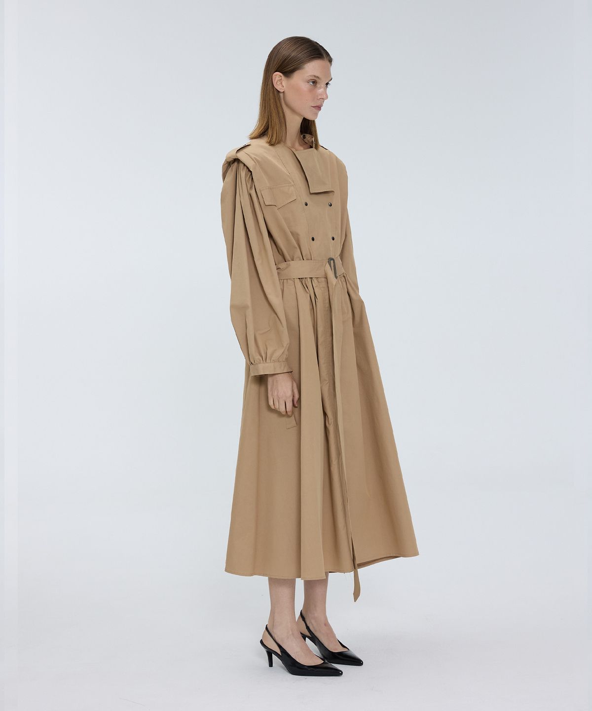 므아므(MMAM) Puff sleeve trench coat dress
