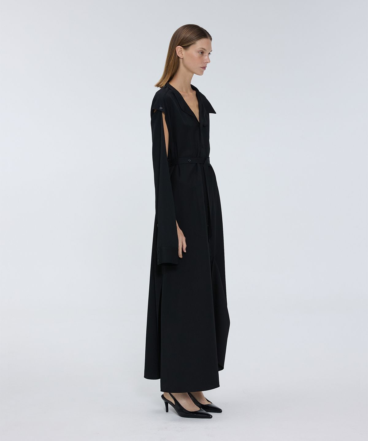므아므(MMAM) Off-sleeve long shirt dress
