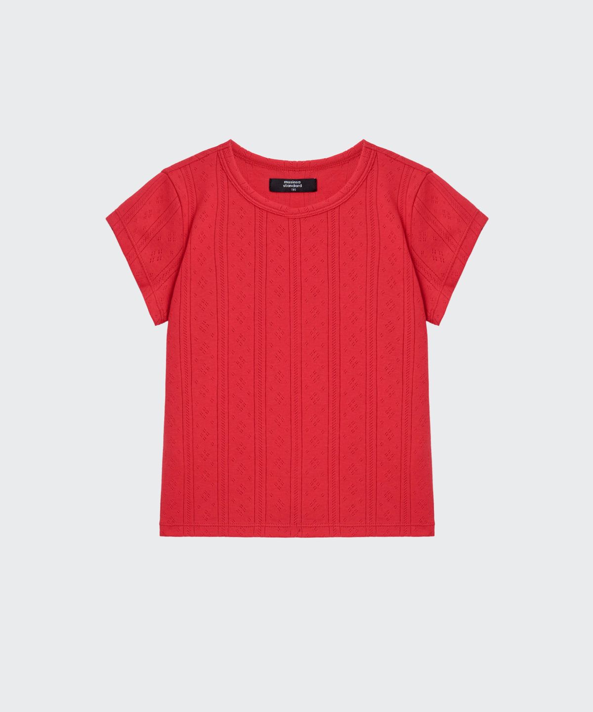 무신사 스탠다드 키즈(MUSINSA STANDARD KIDS) 포인텔 크루 넥 티셔츠 [레드]