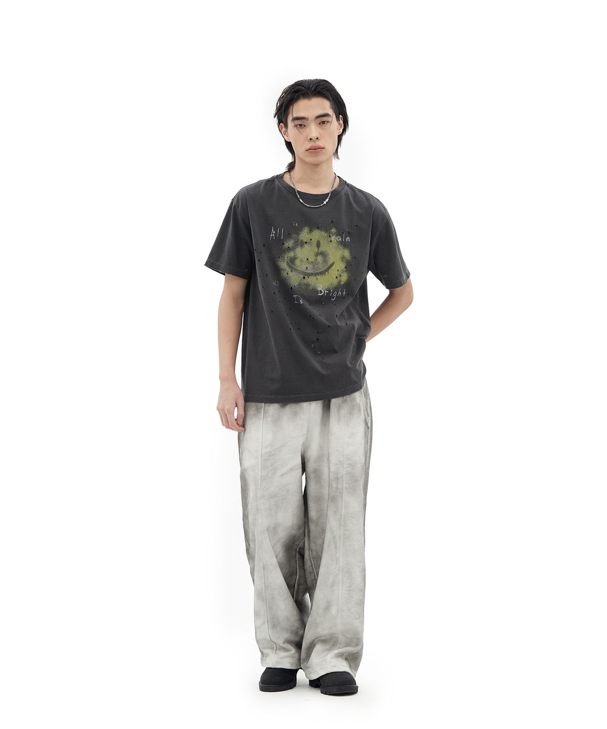 데프가먼츠(DEFGARMENTS) BRUSH WASHING SWEAT PANTS [CHARCOAL]