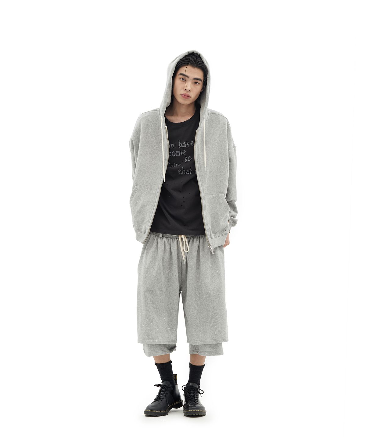데프가먼츠(DEFGARMENTS) PAINTING BRUSHED BURMUDA SHORTS [MELANGE]
