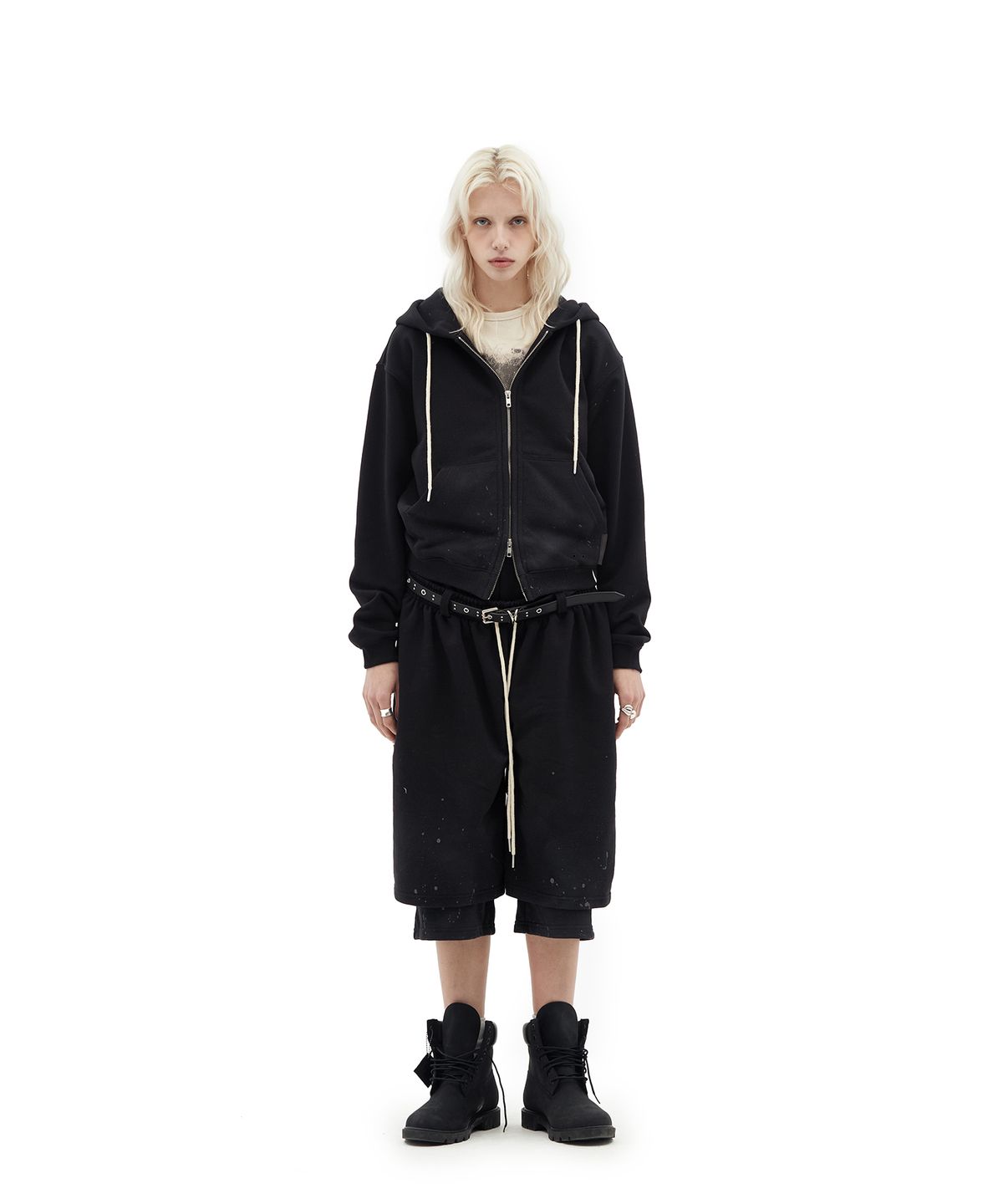 데프가먼츠(DEFGARMENTS) PAINTING BRUSHED BURMUDA SHORTS [BLACK]