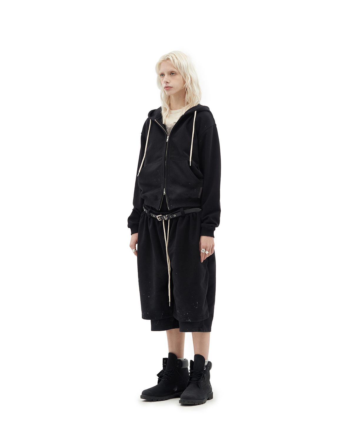 데프가먼츠(DEFGARMENTS) PAINTING BRUSHED BURMUDA SHORTS [BLACK]