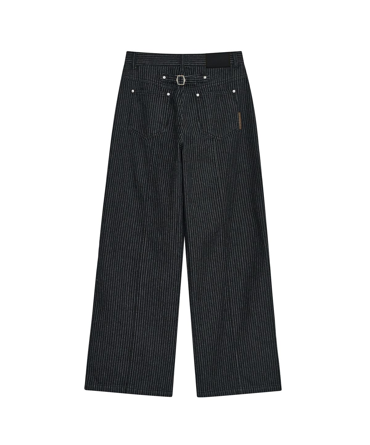 데프가먼츠(DEFGARMENTS) STUD PARACHUTE PANTS [STRIPE BLACK DENIM]