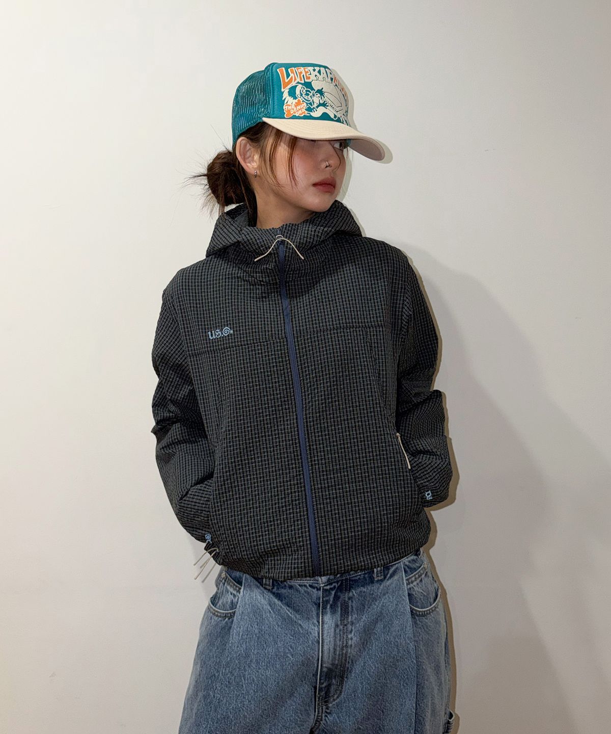 데프가먼츠(DEFGARMENTS) (DEFG X US) CHECK WIND JACKET [2COLOR]