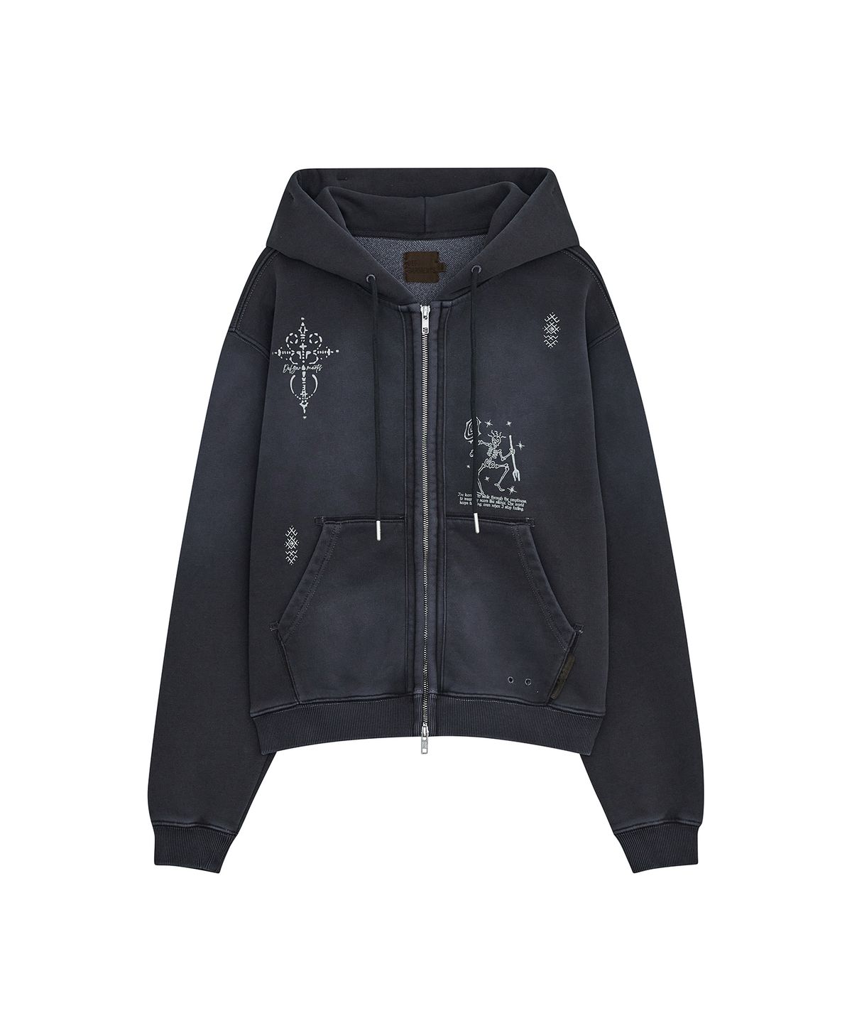 데프가먼츠(DEFGARMENTS) STONE CROSS HOOD ZIP UP [NAVY]