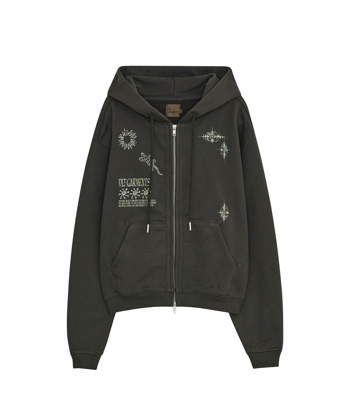 데프가먼츠(DEFGARMENTS) LIZARD DOODLE HOOD ZIP UP [CHARCOAL]
