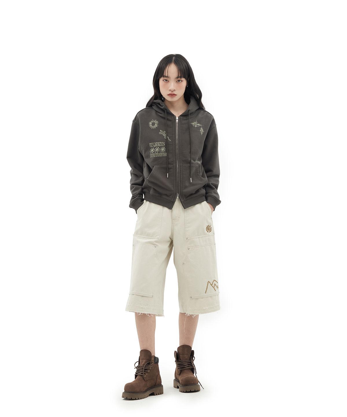 데프가먼츠(DEFGARMENTS) LIZARD DOODLE HOOD ZIP UP [CHARCOAL]