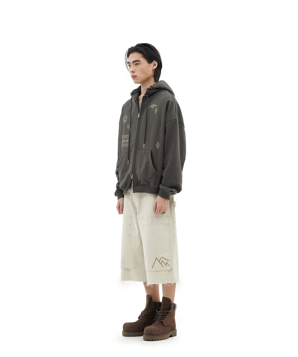 데프가먼츠(DEFGARMENTS) LIZARD DOODLE HOOD ZIP UP [CHARCOAL]