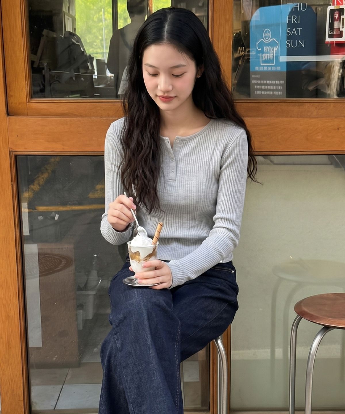 쥬시쥬디(JUCYJUDY) 헨리넥골지티셔츠 J1TS020M