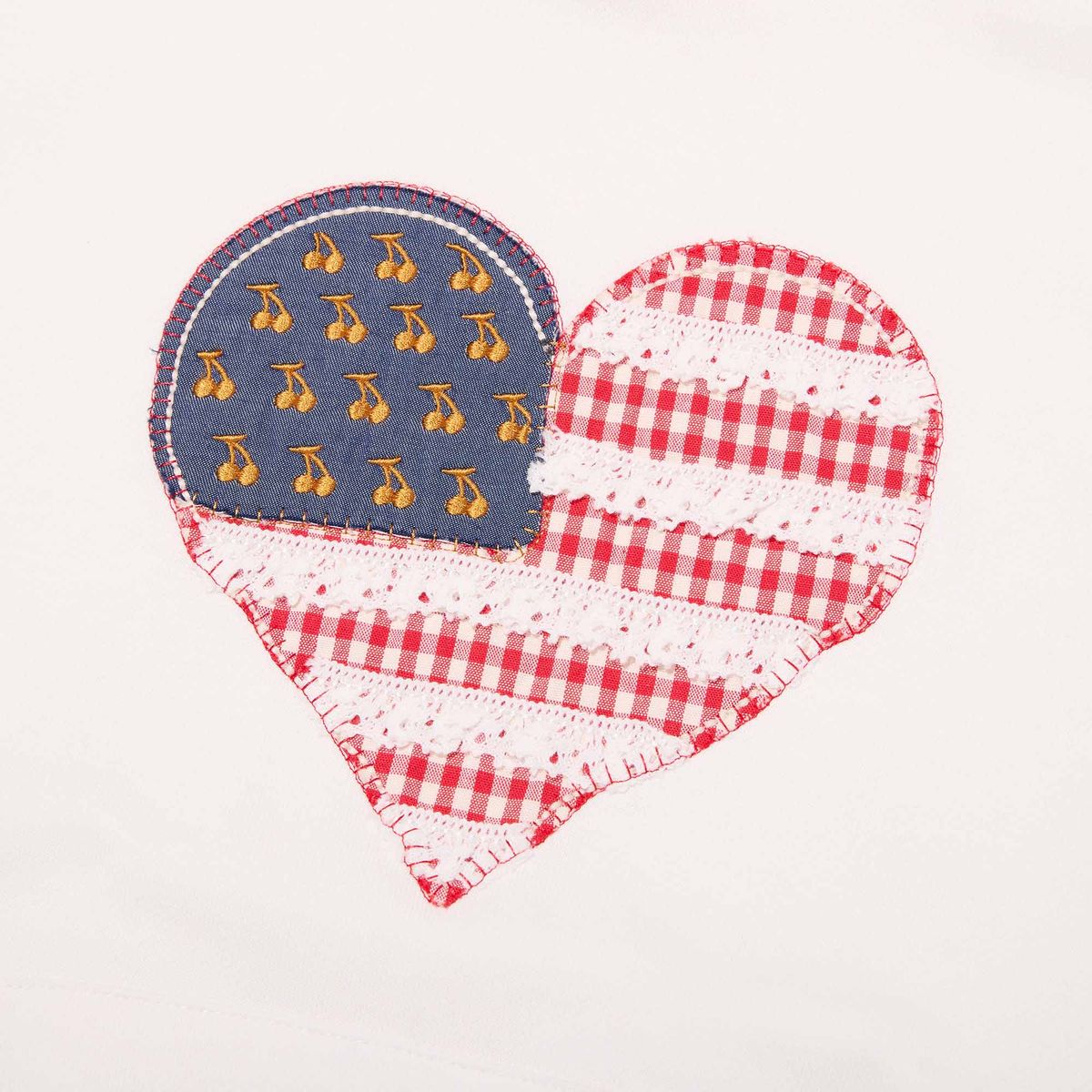 키르시(KIRSH) 체리 USA 하트 아플리케 크롭 후디 [화이트]