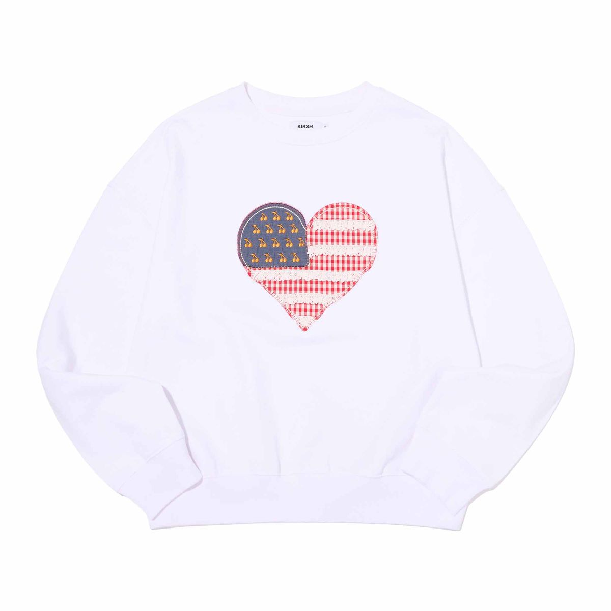 키르시(KIRSH) 체리 USA 하트 아플리케 루즈핏 스웻셔츠 [화이트]