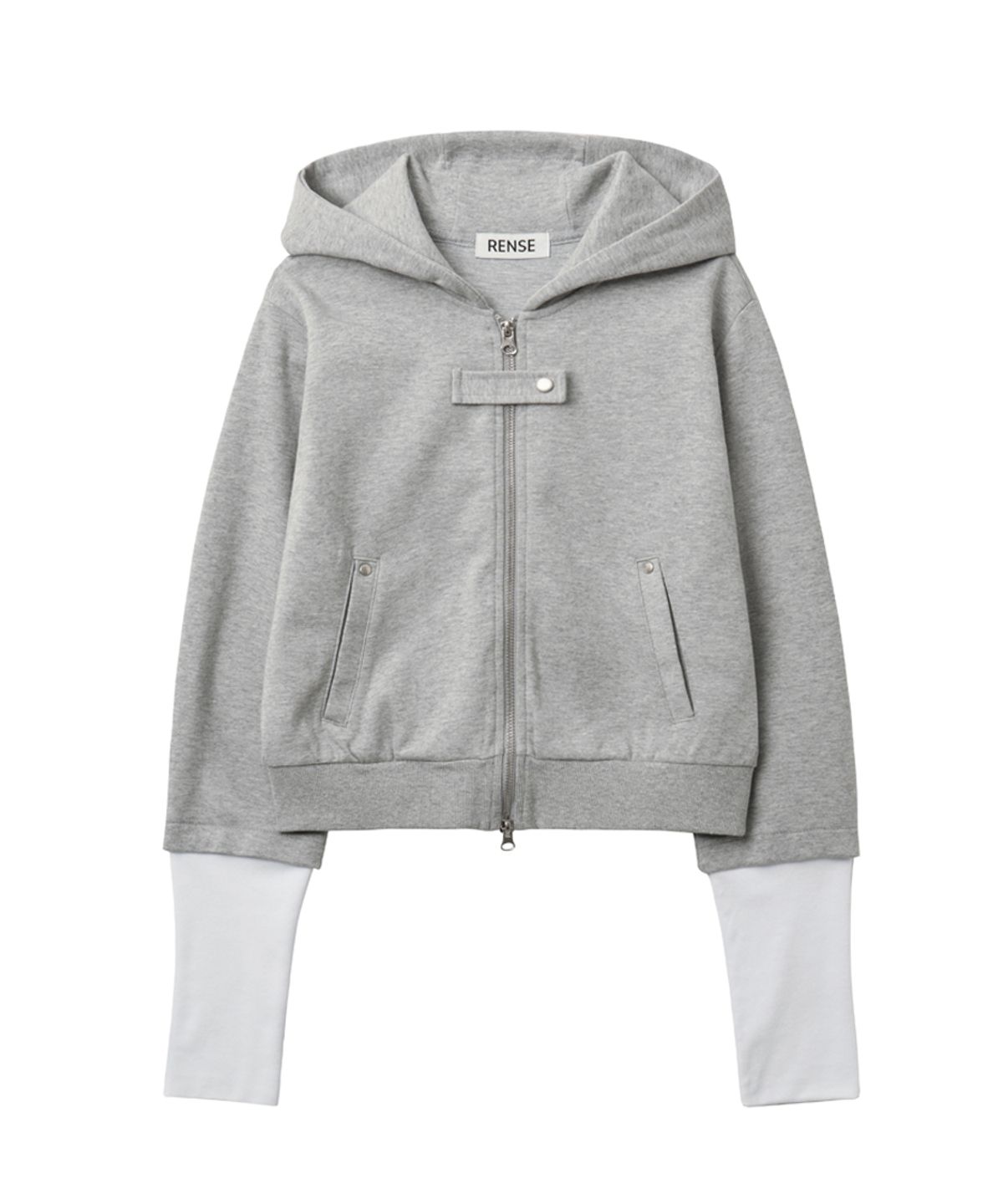 렌세(RENSE) Contrast Hoodie Zip-Up Melange Gray