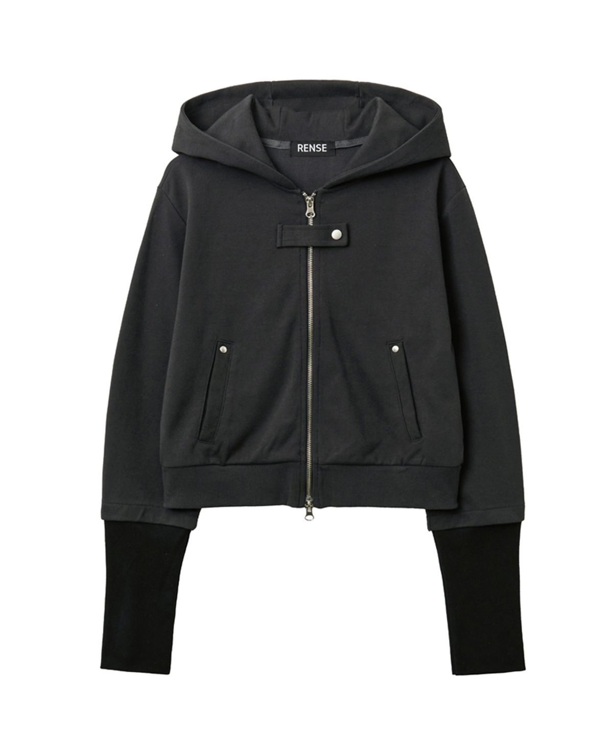 렌세(RENSE) Contrast Hoodie Zip-Up Charcoal