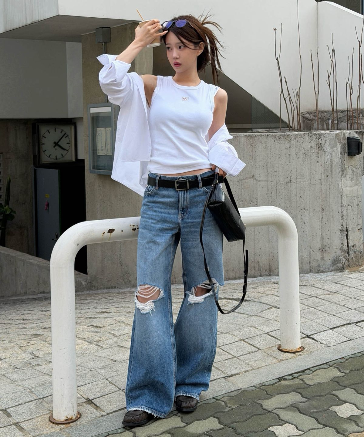 캘빈클라인 진(CALVIN KLEIN JEANS) 여성 우븐라벨 베이비립 탱크 47C201G YAA